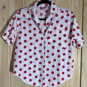Vintage red and white polka dot top button up